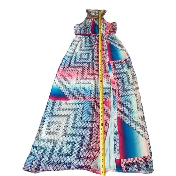 Charlie Jade Ava Embellished Georgette Maxi Sleeveless Slit Size M Dress‎ - Picture 11 of 12